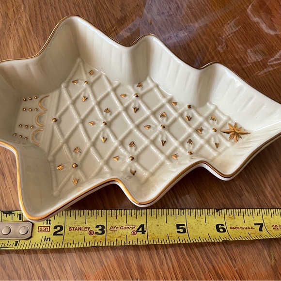 Holiday Dish Formalities By Baum Bros Christmas Tree Candy Nut Dish Cream Gold - Picture 5 of 6